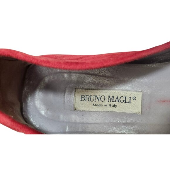 Bruno Magli Suede Embroidered Loafers Red Italy Square Toe Women’s Shoes Sze38.5 - Picture 8 of 10